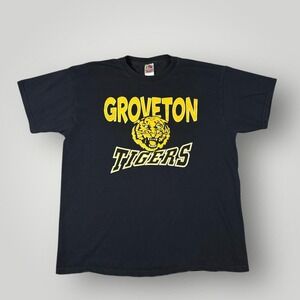 Fruit Of The Loom Shirt Mens XL Black‎ Groveton Tigers Graphic Tee School Sports